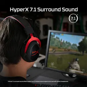 HyperX Cloud II Gaming Headset Open Box, Virtual 7.1 Surround Sound, 53mm Drivers, Detachable Noise-Cancelling Microphone, Multi-Platform Gaming Audio Headset
