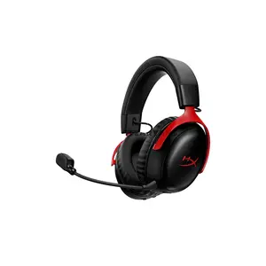 HyperX Cloud III S Wireless Gaming Headset Black/Red, 53mm Angled Dynamic Drivers, 2.4GHz Wireless & Bluetooth 5.3, Up to 120-Hour 2.4GHz / 200-Hour Bluetooth Battery Life, Detachable 10mm Microphone, 20m Wireless Range, Multi-Platform Gaming Headset