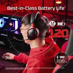 HyperX Cloud III S Wireless Gaming Headset Black/Red, 53mm Angled Dynamic Drivers, 2.4GHz Wireless & Bluetooth 5.3, Up to 120-Hour 2.4GHz / 200-Hour Bluetooth Battery Life, Detachable 10mm Microphone, 20m Wireless Range, Multi-Platform Gaming Headset