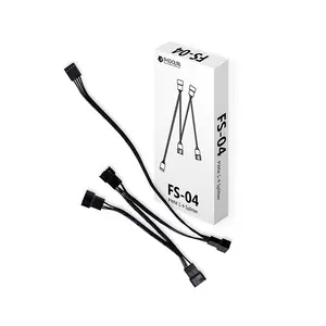 ID-COOLING FS-04 PWM Fan Splitter Cable, 1-to-4 4-Pin PWM Fan Hub, CPU & Case Fan Extension Cable