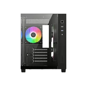ID-COOLING VIEW 500 ARGB Black Micro-ATX PC Case, 407mm GPU Support, 360mm Top Radiator, 3 Pre-Installed 120mm PWM ARGB Fans, 162mm CPU Cooler Clearance, Tempered Glass & ATX PSU Support