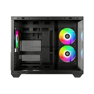ID-COOLING VIEW 500 ARGB Black Micro-ATX PC Case, 407mm GPU Support, 360mm Top Radiator, 3 Pre-Installed 120mm PWM ARGB Fans, 162mm CPU Cooler Clearance, Tempered Glass & ATX PSU Support