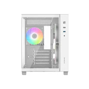ID-COOLING VIEW 500 ARGB WHITE Micro-ATX PC Case, 407mm GPU Support, 360mm Top Radiator, 3 Pre-Installed 120mm PWM ARGB Fans, 162mm CPU Cooler Clearance, Tempered Glass & ATX PSU Support