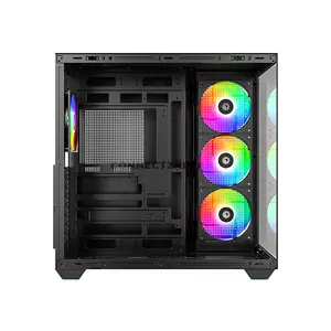 ID-COOLING VIEW 510 ARGB Black ATX PC Case, 407mm GPU Support, 360mm Side & Top Radiator Support, 4 Pre-Installed 120mm ARGB Fans, Tempered Glass Panels & USB Type-C Front I/O