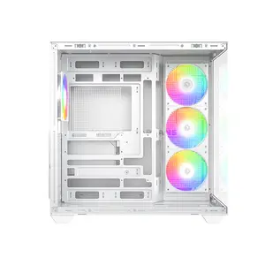 ID-COOLING VIEW 510 ARGB WHITE ATX PC Case, 407mm GPU Support, Dual 360mm Radiator Support, 4 Pre-Installed 120mm ARGB Fans, 162mm CPU Cooler Clearance, Tempered Glass Panels & USB Type-C Front I/O