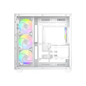ID-COOLING VIEW 510 ARGB WHITE ATX PC Case, 407mm GPU Support, Dual 360mm Radiator Support, 4 Pre-Installed 120mm ARGB Fans, 162mm CPU Cooler Clearance, Tempered Glass Panels & USB Type-C Front I/O