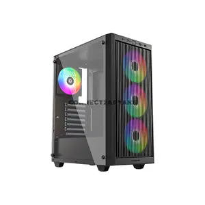 ID-COOLING WARE 310 ARGB Black ATX PC Case, 320mm GPU Support, 360mm Front Radiator, 4 Pre-Installed 120mm Fans, 160mm CPU Cooler Clearance & Tempered Glass Side Panel