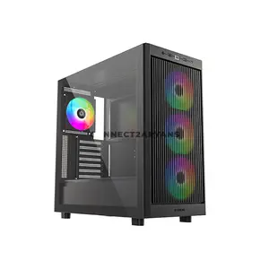 ID-COOLING WARE 510 ARGB Black ATX PC Case, 380mm GPU Support, 360mm Front & Top Radiator Support, 4 Pre-Installed 120mm ARGB Fans, 180mm CPU Cooler Clearance, Tempered Glass & USB Type-C Front I/O