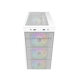 ID-COOLING WARE 510 ARGB WHITE ATX PC Case, 380mm GPU Support, Dual 360mm Radiator Support, 4 Pre-Installed 120mm Fans, 180mm CPU Cooler Clearance, Tempered Glass & USB Type-C Front I/O