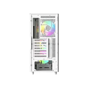 ID-COOLING WARE 510 ARGB WHITE ATX PC Case, 380mm GPU Support, Dual 360mm Radiator Support, 4 Pre-Installed 120mm Fans, 180mm CPU Cooler Clearance, Tempered Glass & USB Type-C Front I/O