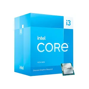 Intel Core i3-13100F Desktop Processor 4 Cores 8 Threads, Up to 4.50GHz Turbo Boost Clock, 12MB Smart Cache, LGA1700 Raptor Lake Gaming and Productivity CPU