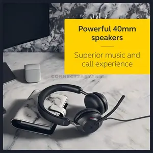 Jabra Evolve2 40 SE 24189-989-999 Professional Wired On-Ear Office Headset, 40mm Speakers, 3-Microphone Call Technology, Passive Noise Isolation, 360° Busylight, SafeTone 2.0 & USB-A/USB-C Connectivity
