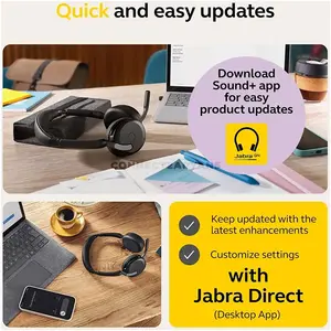 Jabra Evolve2 65 26699-989-999 Flex Stereo Professional Wireless Office Headset, 28mm Speakers, Hybrid ANC, 6-Microphone Technology, Bluetooth 5.2, 30m Wireless Range, Up to 32 Hours Battery, HearThrough & 360° Busylight