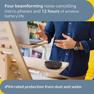 Jabra Speak2 55 Black Portable Conferencing Speakerphone, Full Duplex Audio, 4-Microphone Beamforming Array, USB-C / USB-A, Bluetooth, Up to 12 Hours Battery Life, IP64 Dust & Water Resistance