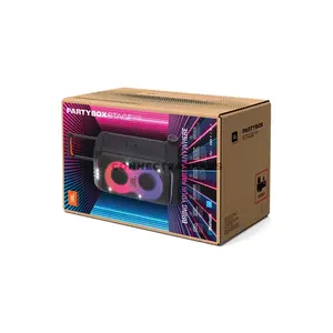 JBL PartyBox Stage 320 Black Portable Party Speaker, 240W RMS JBL Pro Sound, AI Sound Boost, Bluetooth 5.4, Adaptive Lightshow, 18-Hour Battery, IPX4 Splashproof, Auracast, Dual Mic & Guitar Inputs, Wheels & Handle