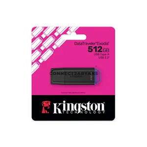 Kingston DataTraveler Exodia G2 DTXG2 USB 3.2 Gen 1 USB-A Flash Drive, Up to 512GB Capacity, Snap-On Protective Cap, Colored Keyring Loop & USB 2.0 Backward Compatibility
