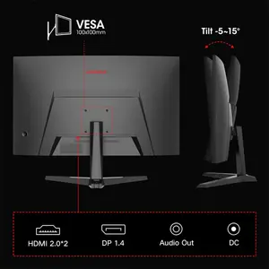 KOORUI 27E6QCA 27 Inch Curved QHD 180Hz VA Gaming Monitor, 2560×1440 Resolution, Curved VA Panel, High Refresh Rate Competitive Gaming Display
