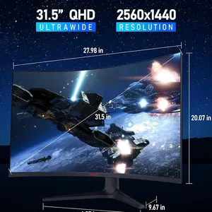 KOORUI 32E6QC 32-Inch Curved QHD Gaming Monitor, 2560×1440 Resolution, 170Hz Refresh Rate, Curved Display Design, High-Speed Gaming Visual Experience, Competitive Gaming Monitor