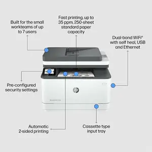 HP LaserJet Pro MFP 3103fdw Monochrome Laser Printer, Print Copy Scan Fax Functions, Automatic Duplex Printing, Wi-Fi Ethernet and USB Connectivity, Professional Multifunction Business Printer