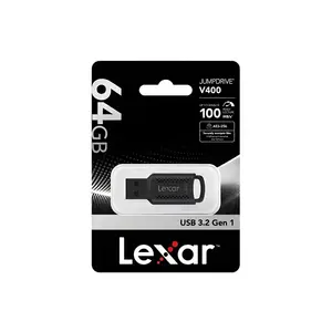 Lexar JumpDrive V400 USB 3.2 Gen 1 Flash Drive, Up to 100MB/s Read Speed, Compact USB-A Portable Storage Drive, 256-Bit AES Encryption