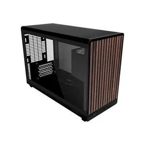 Lian Li DAN Case A3 mATX PC Case with Wood Glass Panel Black Edition, Compact Tempered Glass Chassis, Premium Wood Accent Design, Small Form Factor Gaming PC Case