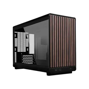 Lian Li DAN Case A3 mATX PC Case with Wood Glass Panel Black Edition, Compact Tempered Glass Chassis, Premium Wood Accent Design, Small Form Factor Gaming PC Case