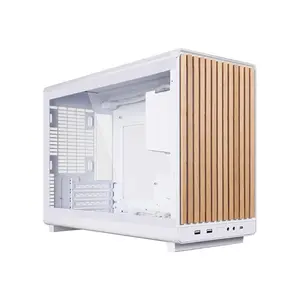 Lian Li DAN Case A3 mATX PC Case with Wood Glass Panel White Edition, Compact Tempered Glass Chassis, Premium Wood Accent Design, Small Form Factor Gaming PC Case