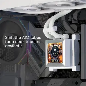 Lian Li HydroShift LCD 360S Liquid CPU Cooler White Edition, 360mm Radiator Design, X3 Cooling Fans, LCD Display Pump Cap, Premium AIO Liquid Cooling System