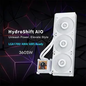 Lian Li HydroShift LCD 360S Liquid CPU Cooler White Edition, 360mm Radiator Design, X3 Cooling Fans, LCD Display Pump Cap, Premium AIO Liquid Cooling System