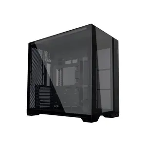 Lian Li O11 Vision Compact Mid Tower PC Case Black Edition, Tempered Glass Panoramic Chassis, Seamless Showcase Design, Premium Gaming and Performance PC Case
