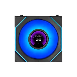 LIAN LI UNI FAN SL-INF LCD FLEX Reverse 120 Black ARGB PWM Case Fans 3-Pack, 1.8-Inch 400×400 LCD, 2200 RPM, 65.7 CFM, 2.85mmH₂O, 58 LEDs, FDB Bearing, Model 12RSLIND1F3B