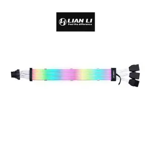 Lian Li Strimer Plus V2 12VHPWR to 3×8-Pin 335mm RGB Extension Cable, Addressable RGB GPU Power Cable, Advanced PC Modding Lighting Accessory