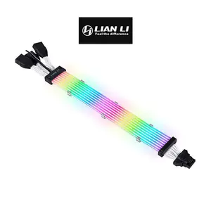 Lian Li Strimer Plus V2 12VHPWR to 3×8-Pin 335mm RGB Extension Cable, Addressable RGB GPU Power Cable, Advanced PC Modding Lighting Accessory