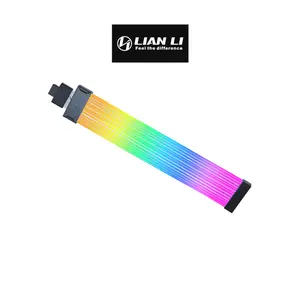 Lian Li Strimer Wireless 16-12 12VHPWR 2×6 RGB Light Guide Cable Black Edition, Addressable RGB GPU Power Extension Cable, Wireless Lighting Control Design, Premium PC Modding Accessory