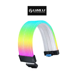 Lian Li Strimer Wireless 16-12 12VHPWR 2×6 RGB Light Guide Cable Black Edition, Addressable RGB GPU Power Extension Cable, Wireless Lighting Control Design, Premium PC Modding Accessory