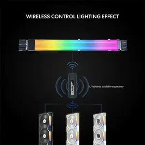 Lian Li Strimer Wireless CPU 2×8-Pin 260mm RGB Light Cable Black Edition, Addressable RGB CPU Power Extension Cable, Wireless Lighting Control Modding Accessory