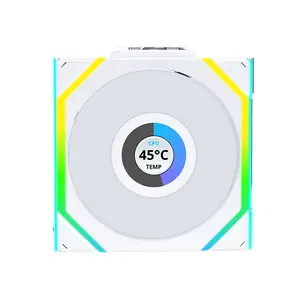 Lian Li UNI FAN SL Wireless LCD 120 ARGB Case Fan Kit White, Triple 120mm PWM Fans, Integrated LCD Display, 1900 RPM Fan Speed, 58.08 CFM Airflow, Wireless Controller ARGB Cooling Fan Pack