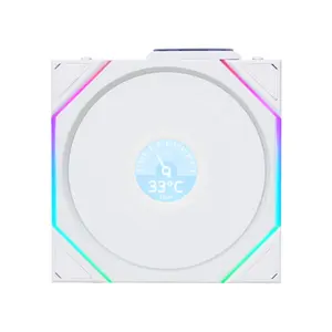 Lian Li UNI FAN TL-LCD Wireless 120 ARGB Case Fan Kit White, Triple 120mm PWM Fans, Integrated LCD Display, 1900 RPM Fan Speed, 62 CFM Airflow, Wireless Controller ARGB Cooling Fan Pack
