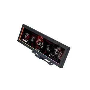 Lian Li 8.8-Inch Universal Screen US88v1 Black IPS LCD PC Display, 1920×480 Resolution, 60Hz, 500 Nits Brightness, USB Plug & Play, ARGB Edge Lighting, L-Connect 3, CPU/GPU Monitoring, Adjustable Mounting, SM088X
