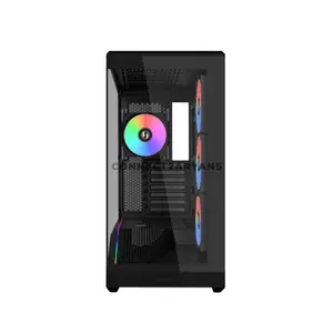 Lian Li Vector V100R Black Mid-Tower Gaming Case, 4x Pre-Installed 120mm Fans, Dual 4mm Tempered Glass Panels, 270° View, ATX / M-ATX / Mini-ITX Support, Back-Connect Ready, 420mm GPU, 360mm Radiator, ARGB Strip, V100RX