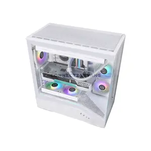 Lian Li Vector V100R White Mid-Tower Gaming Case, 4x Pre-Installed 120mm Fans, Dual 4mm Tempered Glass Panels, 270° View, ATX / M-ATX / Mini-ITX Support, Back-Connect Ready, 420mm GPU, 360mm Radiator, ARGB Strip, V100RW