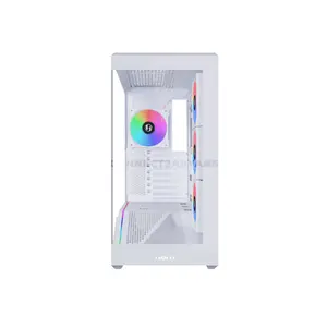 Lian Li Vector V100R White Mid-Tower Gaming Case, 4x Pre-Installed 120mm Fans, Dual 4mm Tempered Glass Panels, 270° View, ATX / M-ATX / Mini-ITX Support, Back-Connect Ready, 420mm GPU, 360mm Radiator, ARGB Strip, V100RW