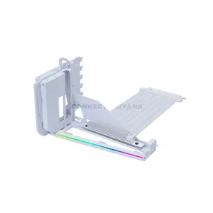 LIAN LI VG4v4 Multi-Direction Vertical GPU Bracket White, 4-Slot GPU Support, PCIe 5.0 x16 200mm Riser Cable, 3-Level Height & Tilt Adjustment, 5V ARGB, 10kg Anti-Sag Support, Model VG4-5-V4W