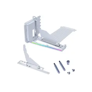 LIAN LI VG4v4 Multi-Direction Vertical GPU Bracket White, 4-Slot GPU Support, PCIe 5.0 x16 200mm Riser Cable, 3-Level Height & Tilt Adjustment, 5V ARGB, 10kg Anti-Sag Support, Model VG4-5-V4W
