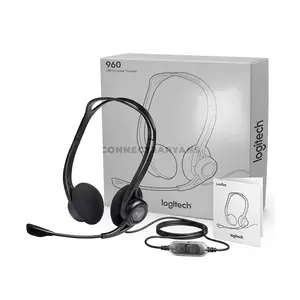 Logitech 960 USB Computer Headset with Noise-Canceling Bi-Directional Microphone, Digital Stereo Audio, Inline Volume & Mute Controls, Adjustable Rotating Boom Mic, USB-A Plug-and-Play Headset for Windows, macOS & ChromeOS