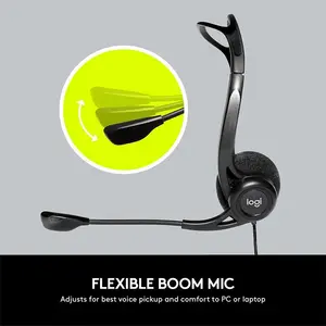 Logitech 960 USB Headset for PC and Mac, Wired USB Connectivity, Noise-Cancelling Microphone, Stereo Audio Performance, Inline Audio Controls, Professional Communication and Office Headset