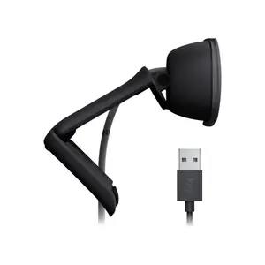 Logitech Brio 100 960-001580 Full HD 1080p Webcam Graphite, 1080p/30fps Video, RightLight Auto-Light Balance, 58° Field of View, Built-in Microphone, Integrated Privacy Shutter & USB-A Plug-and-Play Connectivity