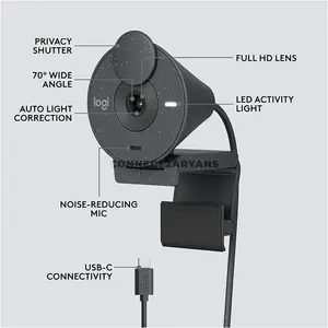 Logitech Brio 305 Full HD Business Webcam with 1080p 30fps Video, RightLight 2 Auto Light Correction, Noise-Reducing Mono Microphone, USB-C Plug-and-Play, Integrated Privacy Shutter for Windows, macOS & ChromeOS