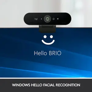 Logitech Brio 4K Ultra HD Pro Webcam, HDR Business Webcam, Windows Hello Facial Recognition Support, Professional Video Conferencing Camera
