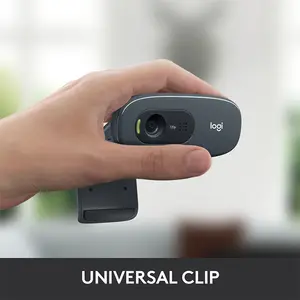Logitech C270 HD Webcam for Video Calling and Content Capture, Built-In Noise Reduction Microphone, USB Connectivity, Compact HD Webcam
